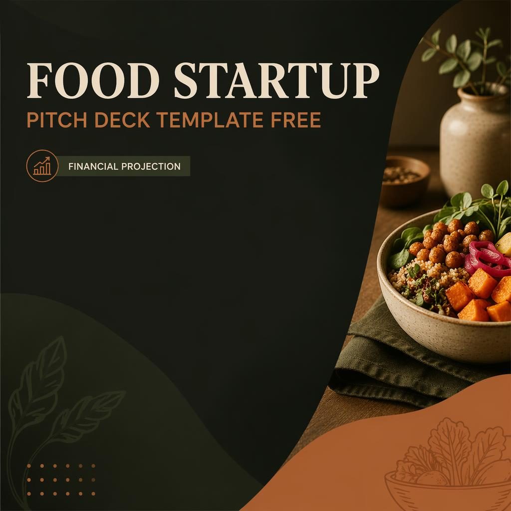 16:9 financial projection slide for a food startup pitch deck template, warm boutique palette, clean placeholder title, subtle pattern