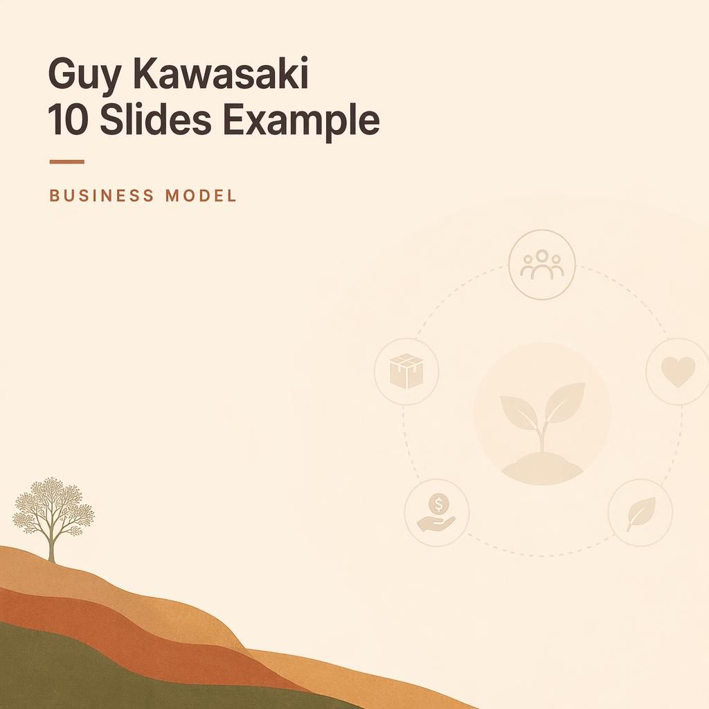 Modern 16:9 pitch-deck business model slide in warm earth tones with clean placeholder title and subtle background pattern.