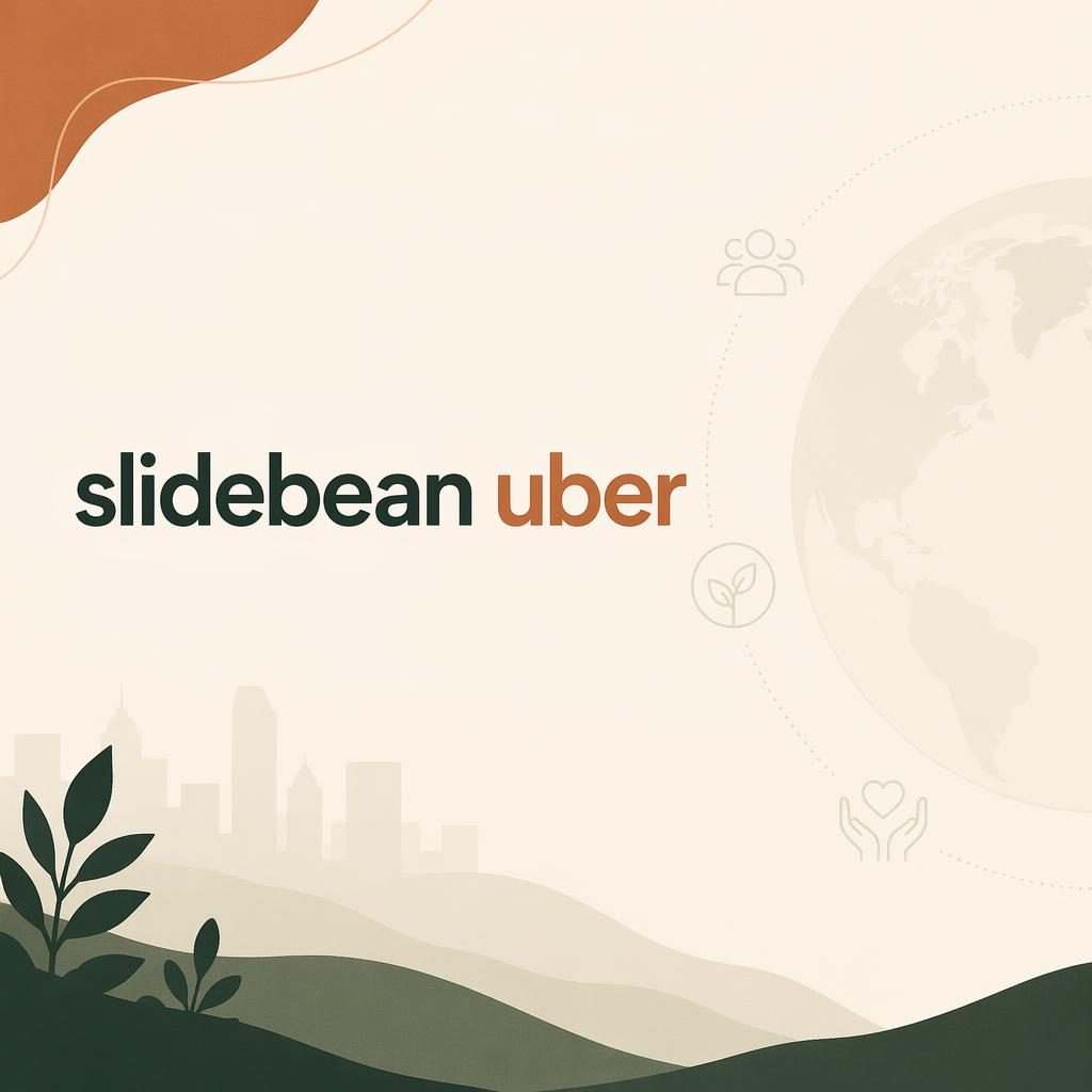 Modern 16:9 pitch-deck title slide with clean placeholder heading, warm earth tones, subtle social impact pattern, and open space.