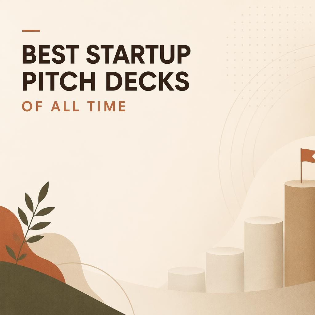 16:9 modern startup competition slide with warm earth palette, placeholder title, subtle pattern, and open space for content