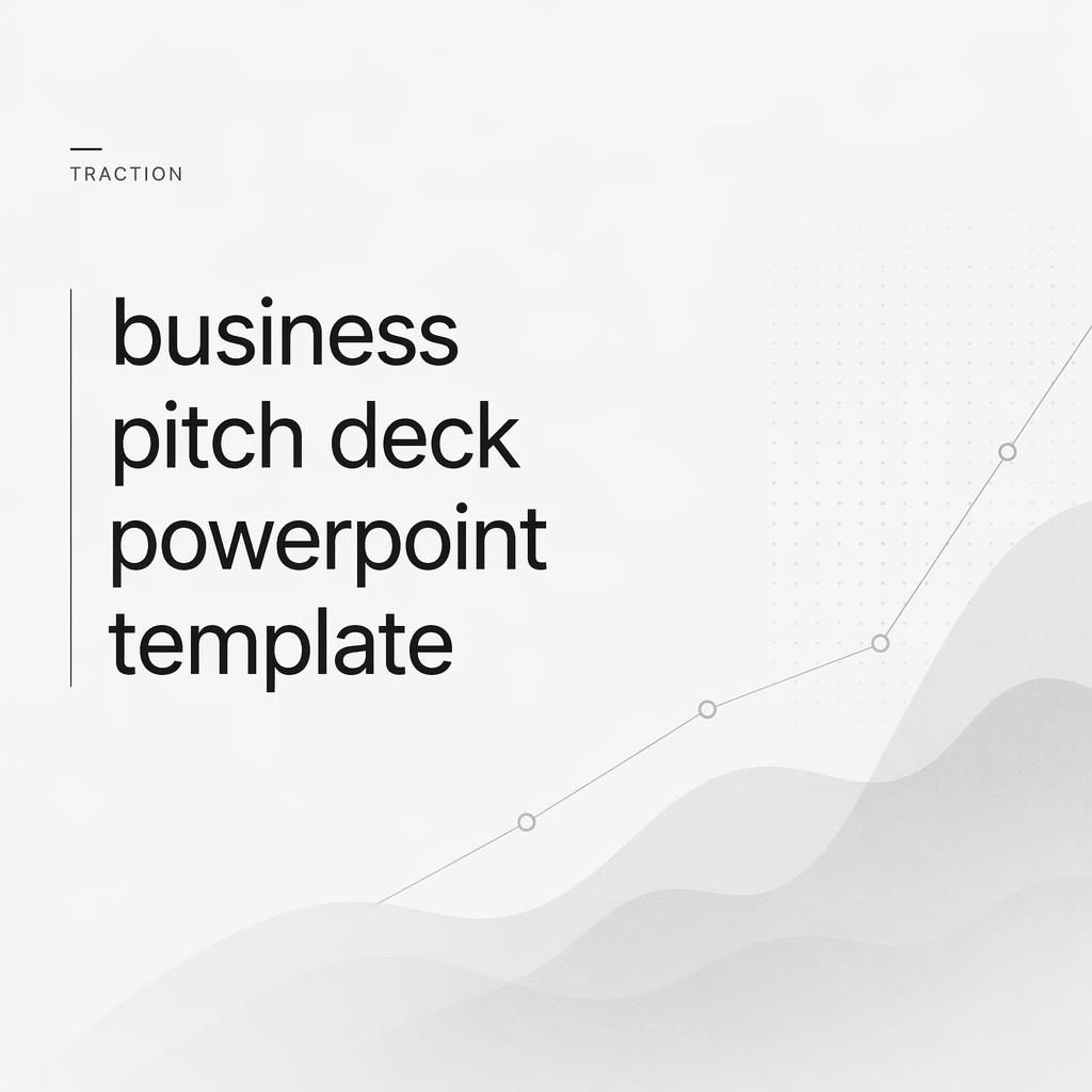 Minimalist monochrome traction slide in 16:9 with placeholder title, Swiss-style layout, and subtle AI-inspired pattern.