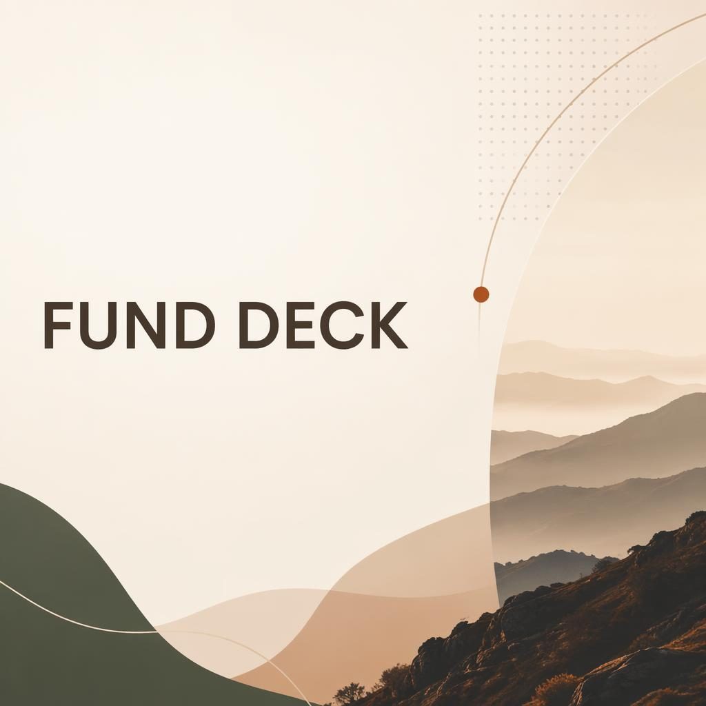 16:9 investor pitch-deck traction slide with fund deck title placeholder, warm earth palette, subtle pattern, and ample space