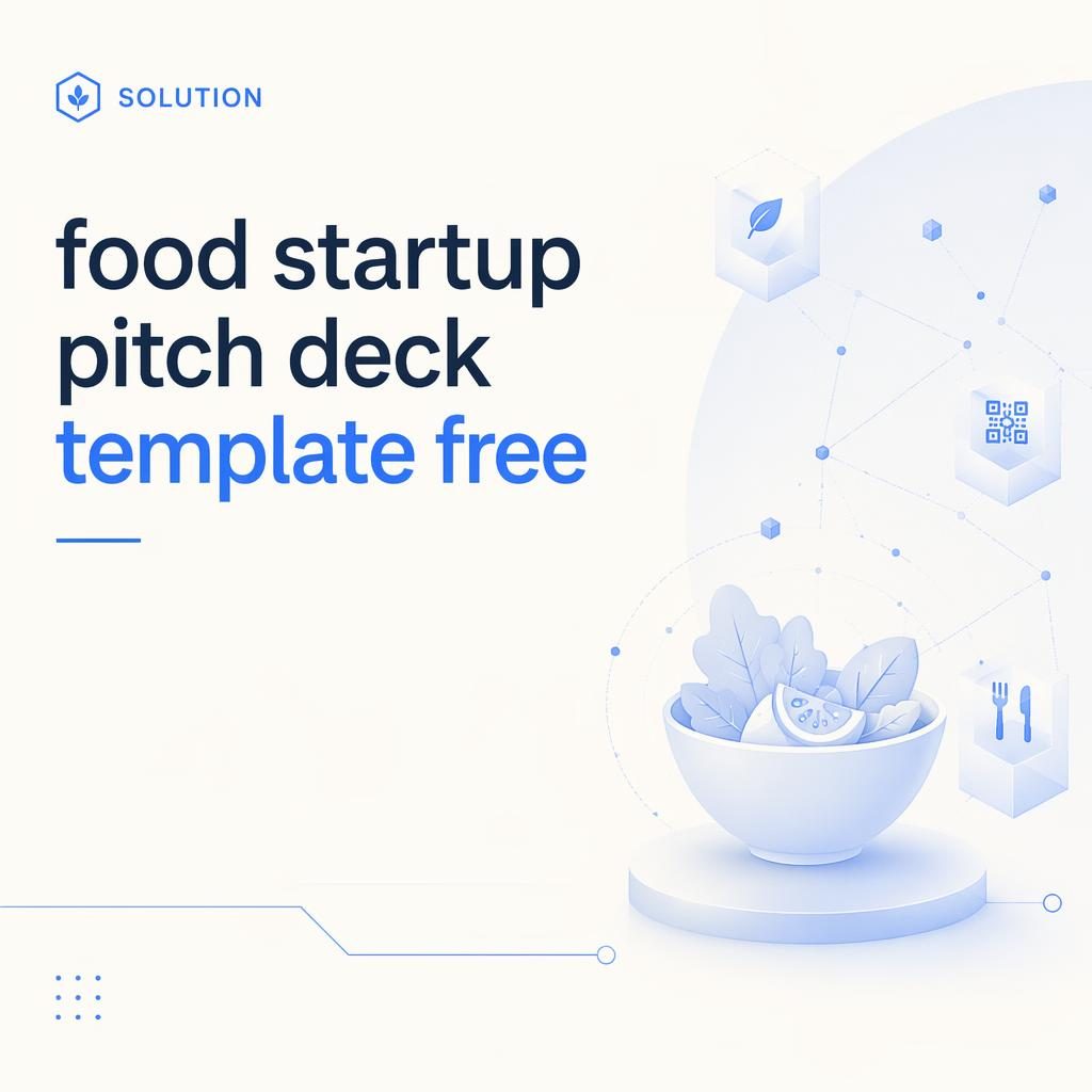 16:9 investor pitch deck solution slide in tech blue and cream with clean placeholder title and subtle web3 pattern