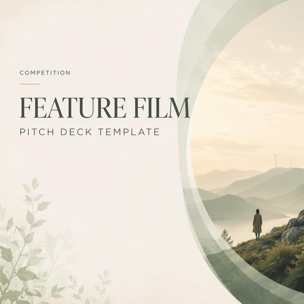Editorial-style 16:9 competition slide with soft pastel palette, placeholder title, subtle pattern, and spacious layout