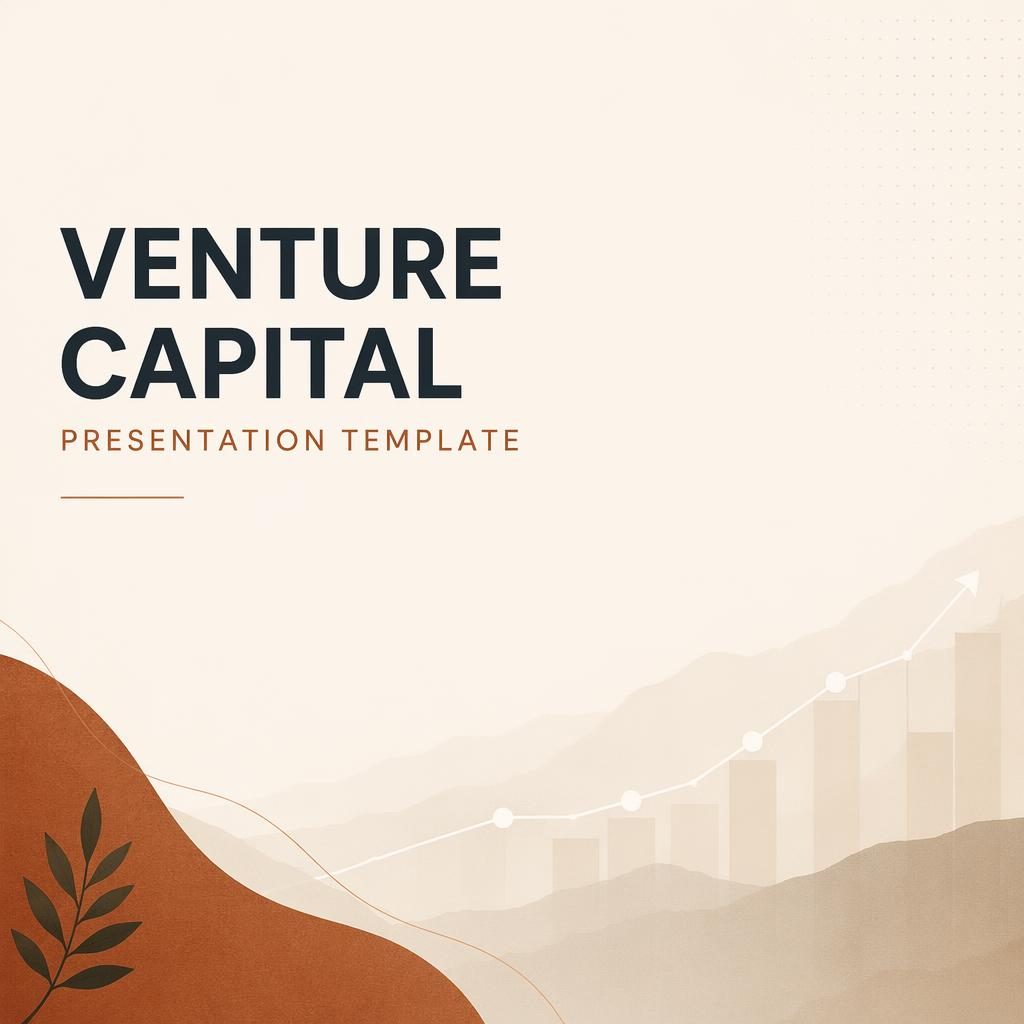Modern 16:9 investor pitch-deck slide with financial projection layout, warm earth palette, placeholder title, and subtle pattern