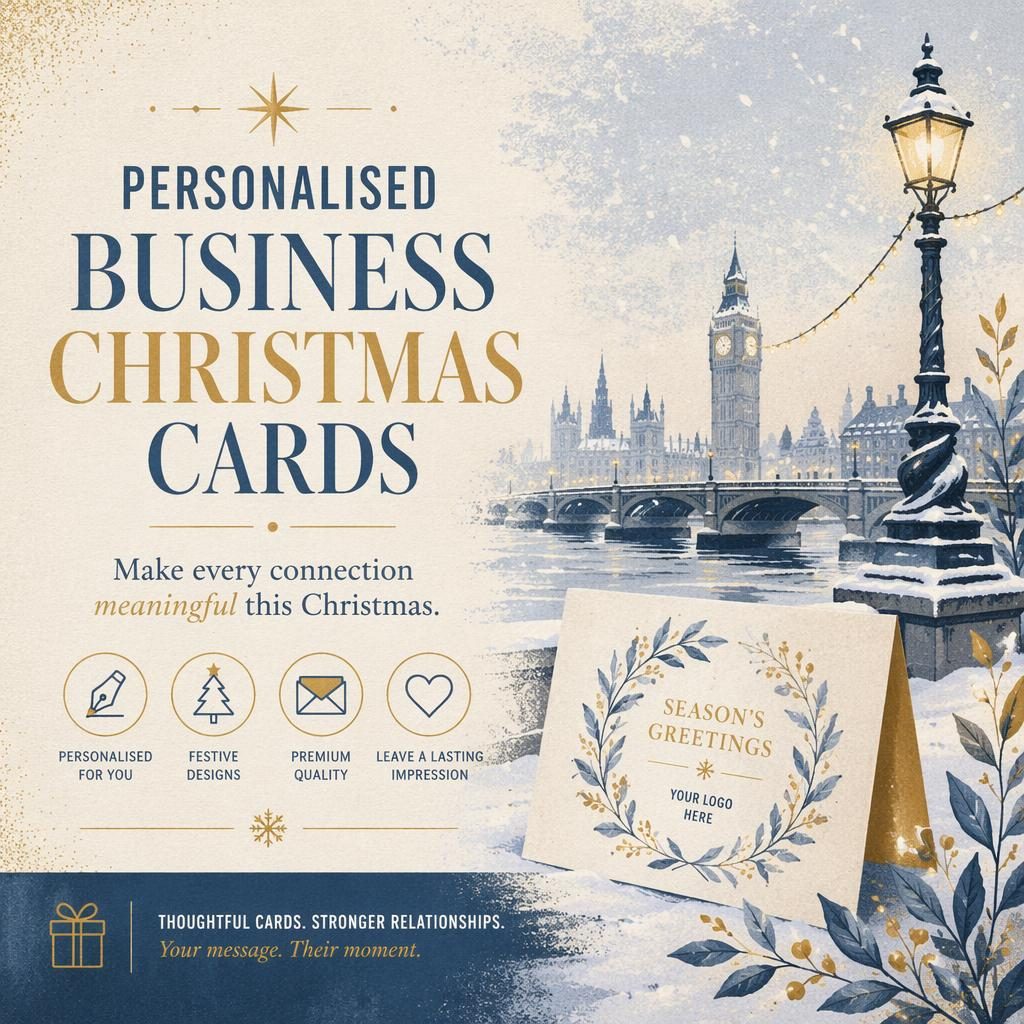 6x4 postcard illustration in risograph style with winter ice and gold palette, clean placeholder typography, and warm festive mood