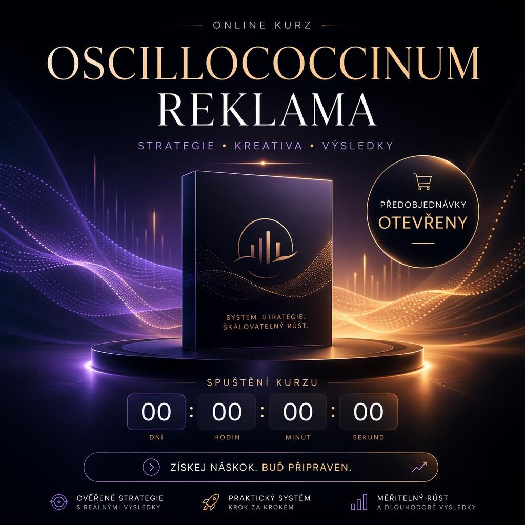 Luxusní tmavý poster s tech gradientem, siluetou produktu, abstraktními prvky a místem pro odpočet spuštění.