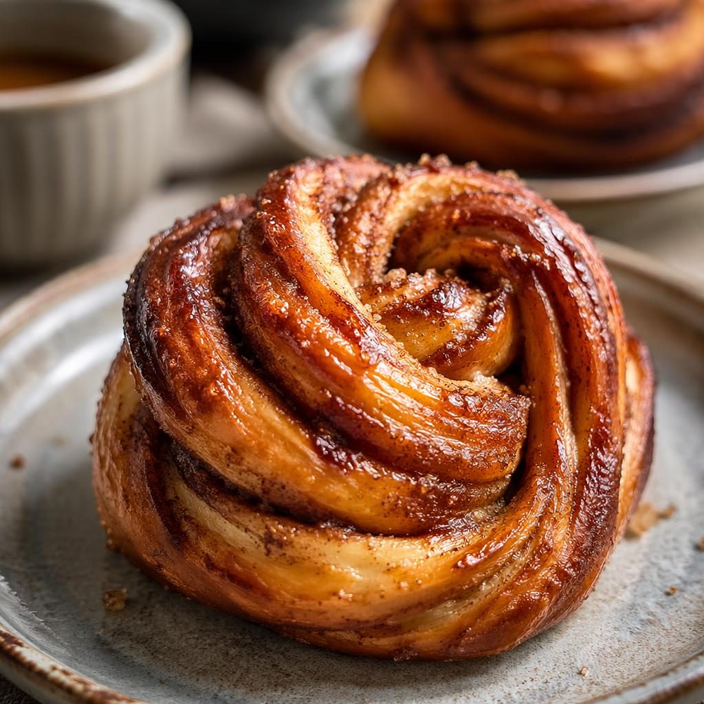 Close-up editorial photo of bakery pastries on casual homey plating with warm natural light and a blurred background.