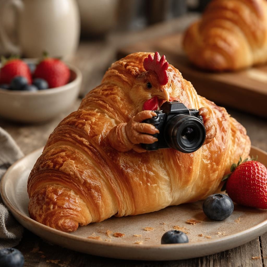 Close-up editorial food photo of a homey pastry-style chicken dish on casual plating with warm light and blurred background.