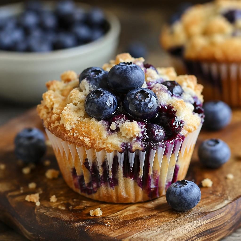 Close-up macro editorial photo of a blueberry pastry on casual homey plating in warm natural light.