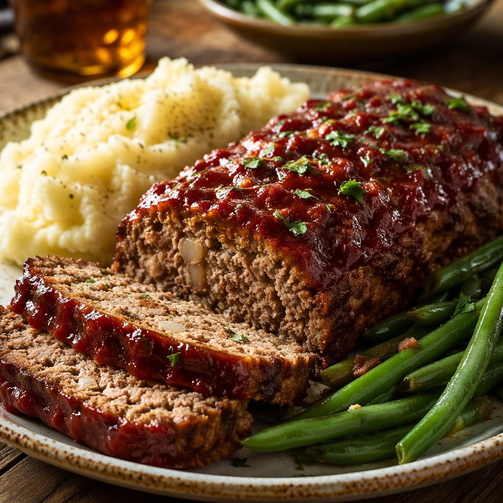 Close-up macro photo of rustic American comfort food on a generously plated dish in warm natural light.