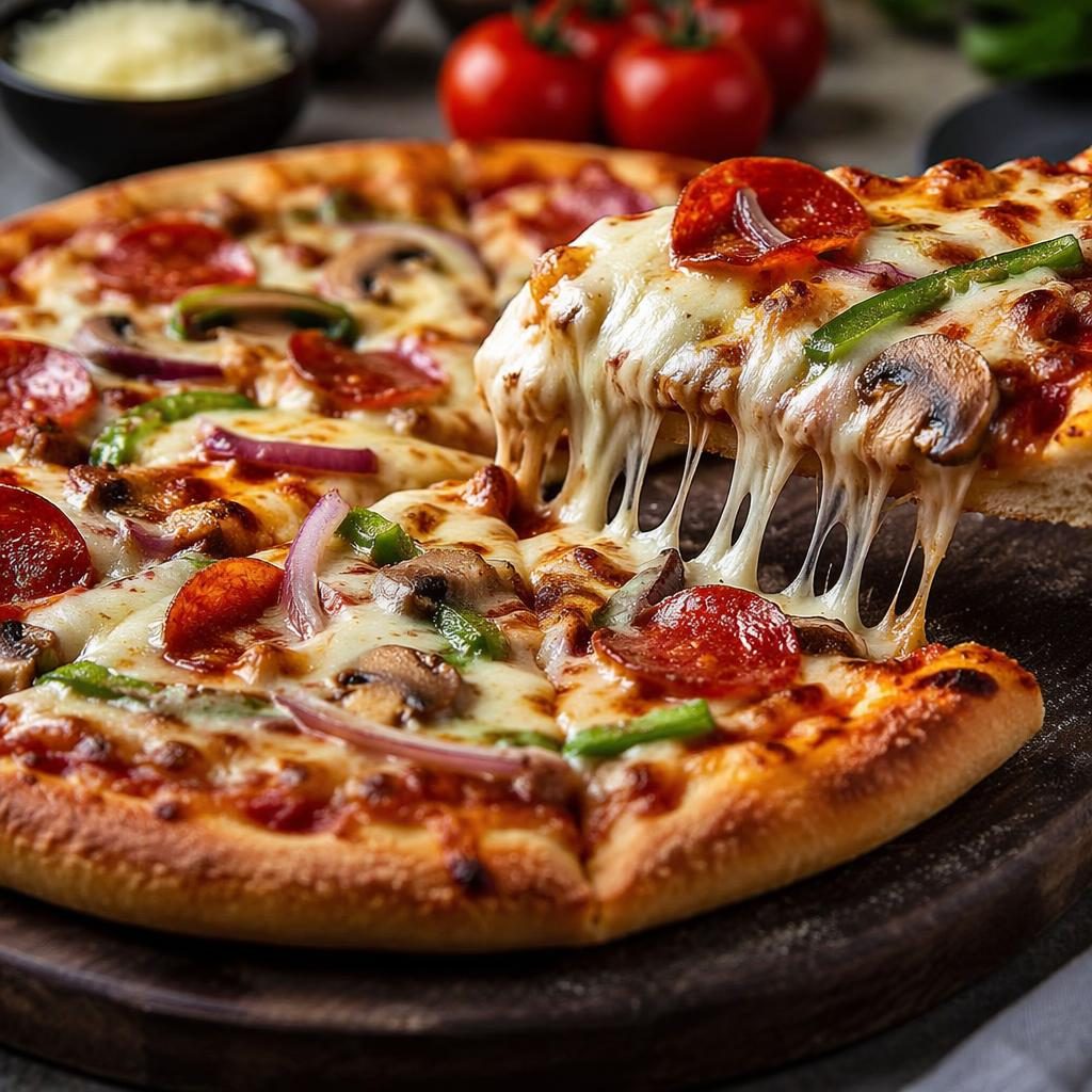 Close-up editorial food photo of a baked pizza pastry on a classic ceramic plate with warm natural light.