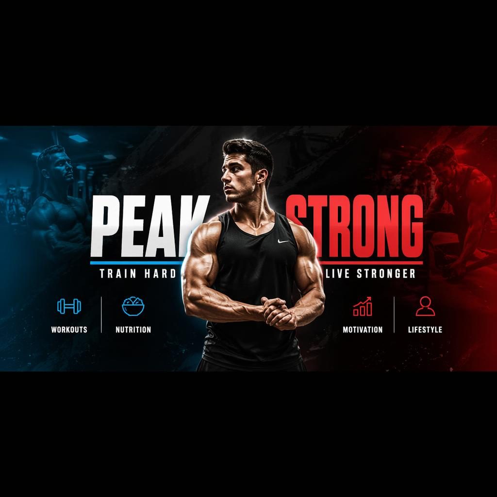 Široký filmový banner youtube s centrálním místem pro název značky, sloganem a výraznými kontrastními barvami.