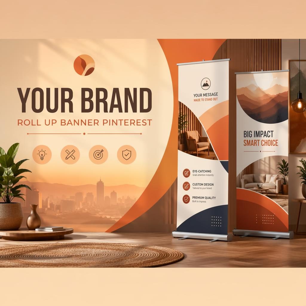 Warm sunset-toned social cover banner with centered placeholder brand name and tagline in a cozy layout for Facebook.