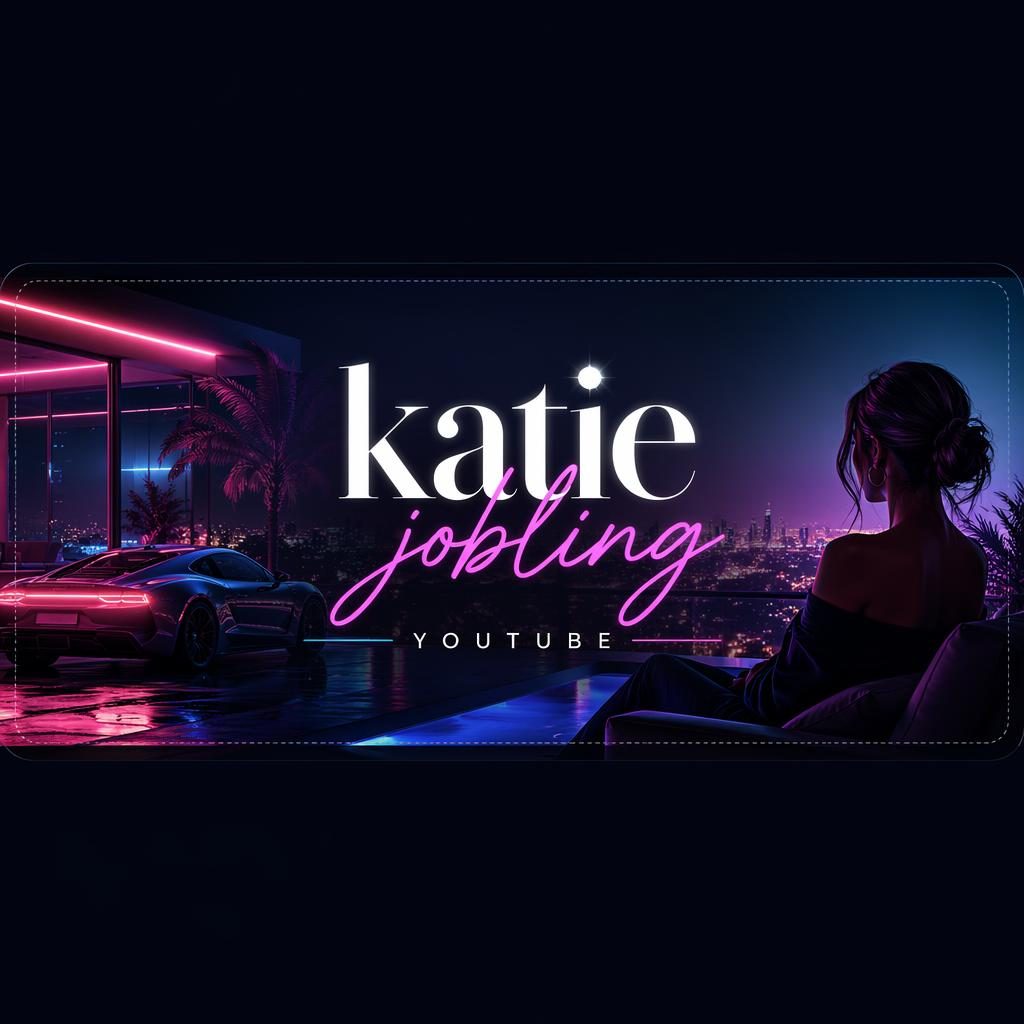 Luxury neon social cover banner with centered placeholder brand text, cool gradient lighting, and a crop-safe layout.