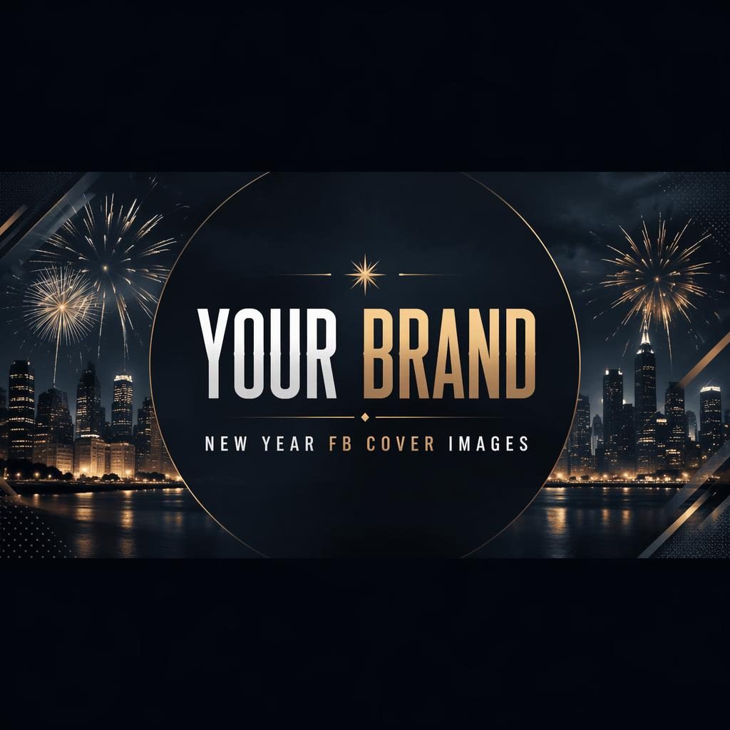Dark moody social cover banner with centered placeholder brand name and tagline, designed for Twitch and Facebook crops.