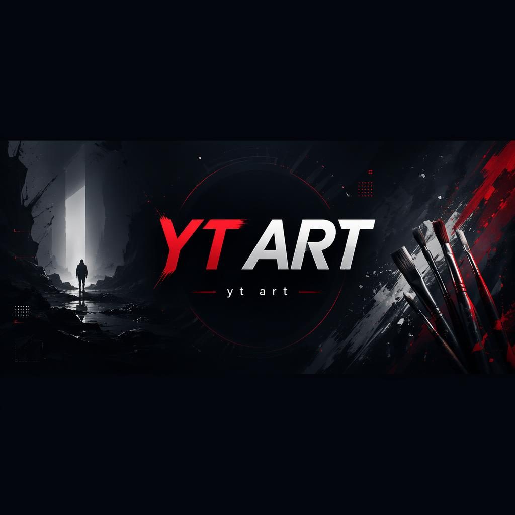 Dark moody YouTube channel art banner with centered placeholder brand name and tagline, designed for safe-zone crops.