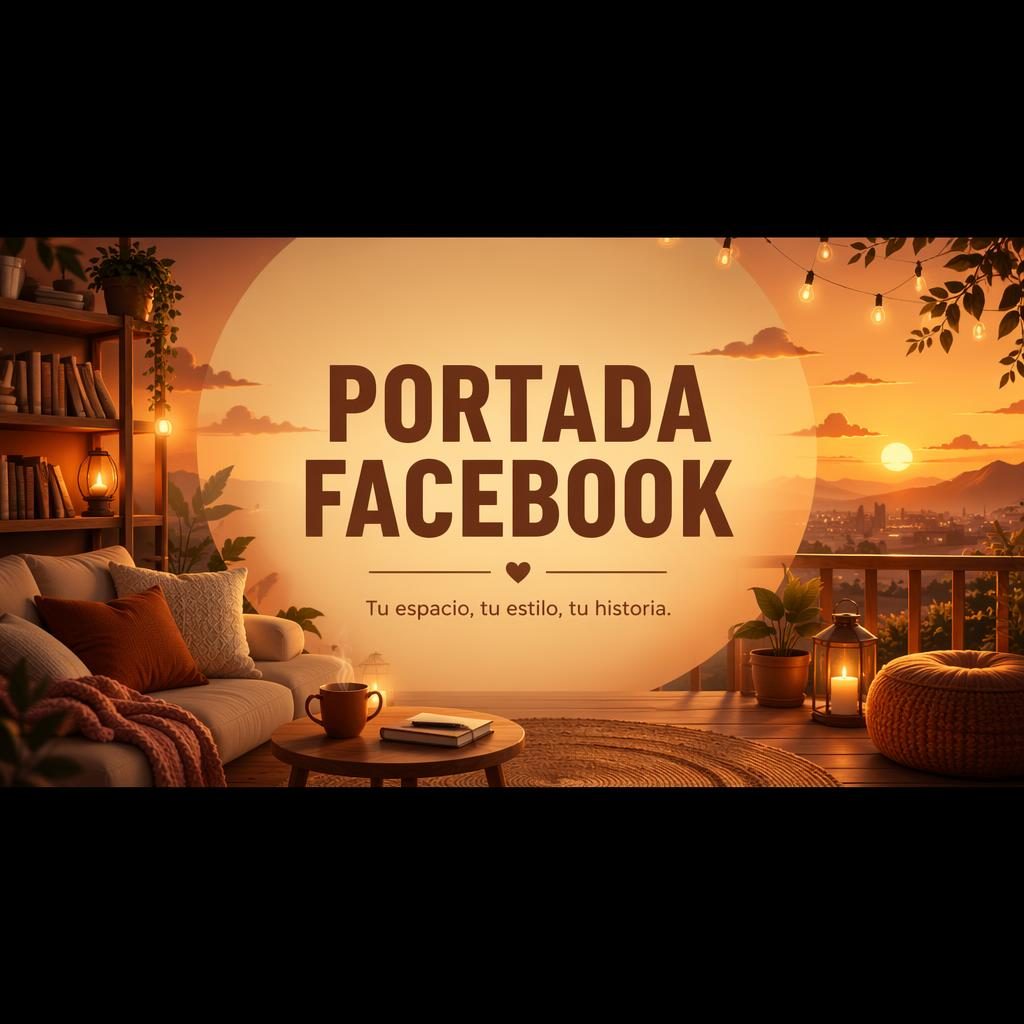 Banner ilustrado para redes sociales con fondo cálido al atardecer, tipografía de marca centrada y composición segura.