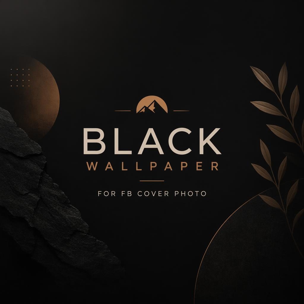 Minimalist 16:9 social cover banner with a black background, warm earth accents, and centered placeholder brand typography.
