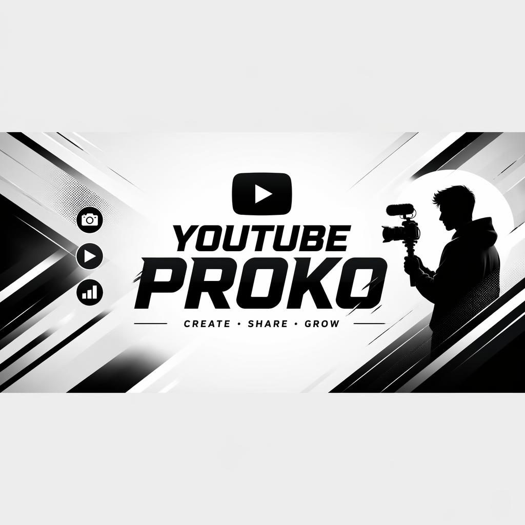 Minimal monochrome social cover banner with bold placeholder brand typography centered in a safe zone, energetic creator vibe.