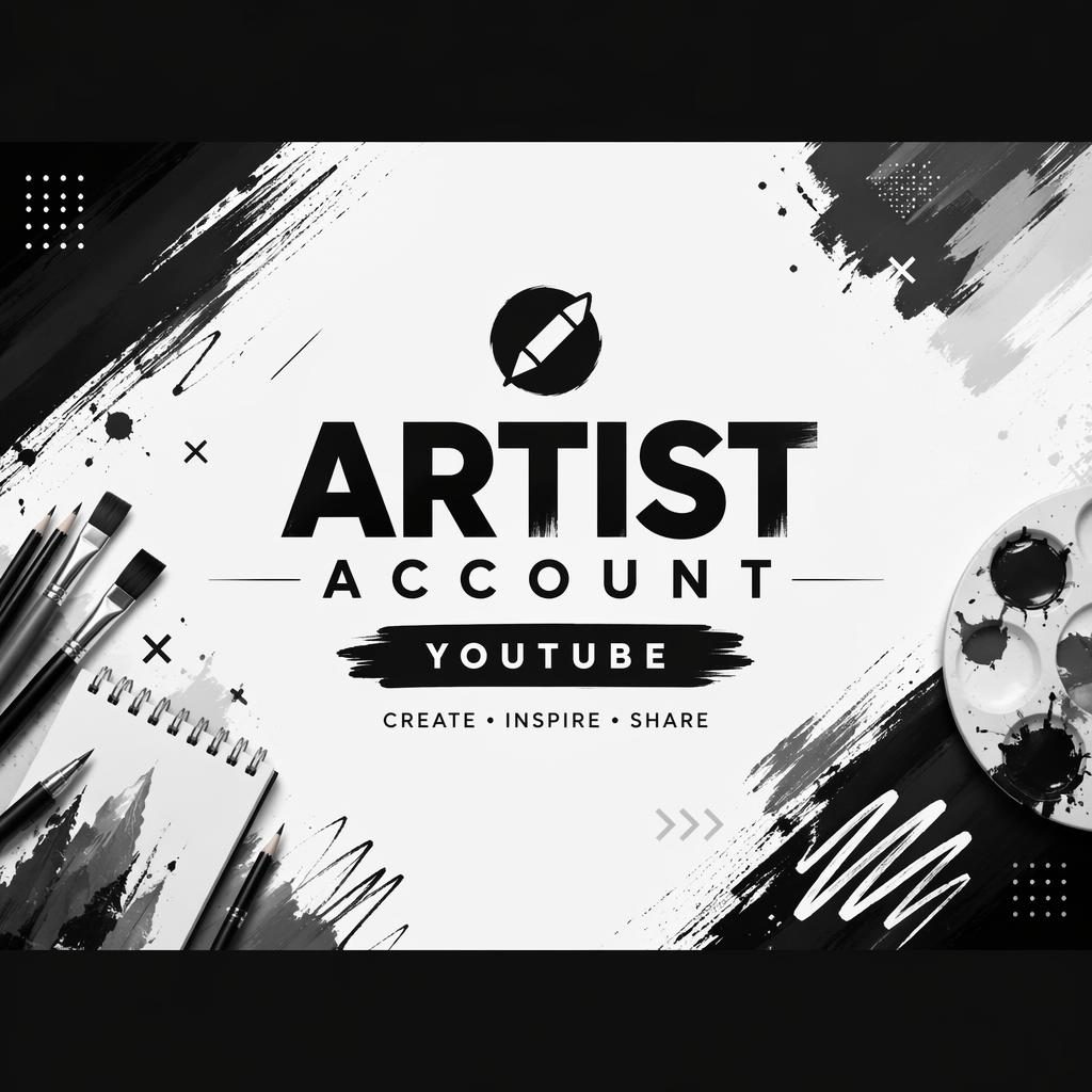Minimal monochrome social cover banner with bold placeholder brand name, tagline layout, and centered safe-zone design.