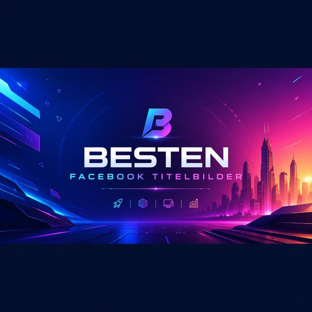 Futuristisches Facebook-Cover mit lebhaftem Farbverlauf, zentrierter Platzhalter-Typografie und sicherer Komposition