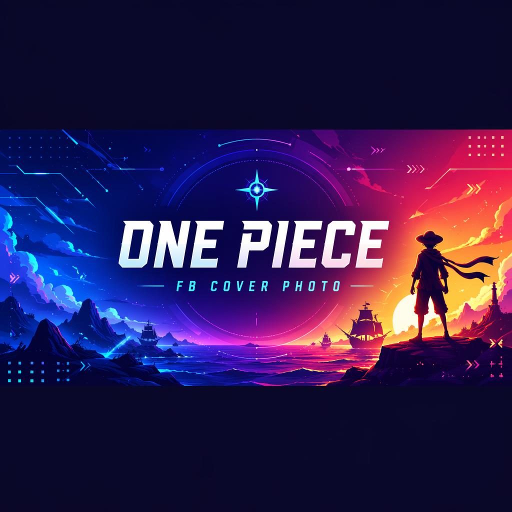 Futuristic social cover banner with vibrant gradients, centered placeholder brand name and tagline, optimized for safe crops.