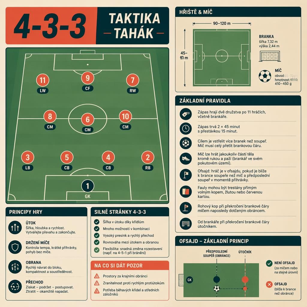 Sports infographic about: soccer 4 3 3. Archetype: rules cheat sheet. Sport: baseball. Style: minimal flat, retro pop pa