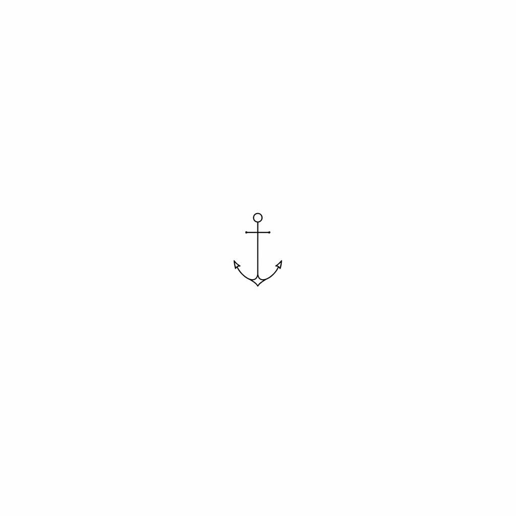 Minimalistischer Fineline-Anker als Tattoo-Design auf weißem Papier, klare Linien, Flash-Sheet-Stil, ohne Text.