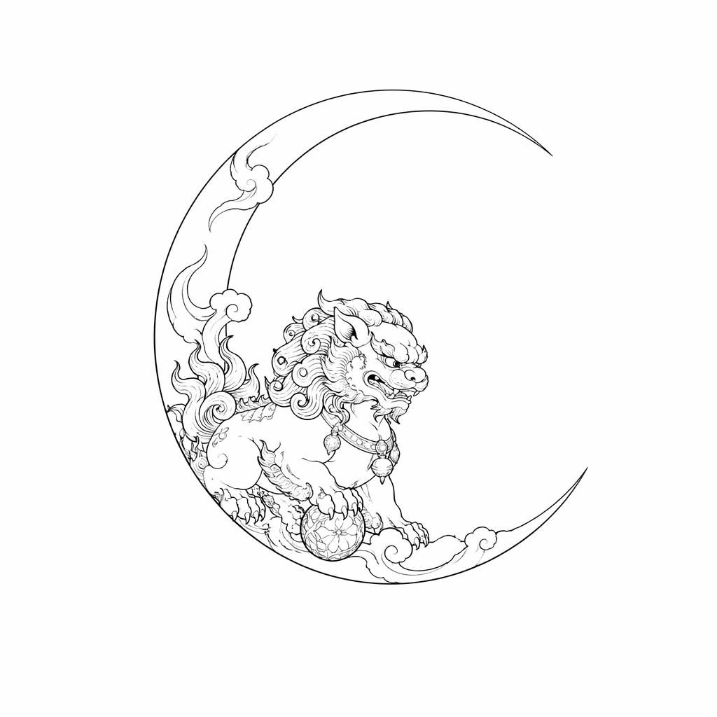 Minimalist fineline crescent moon tattoo design sketched on white paper with sharp black linework and no shading.