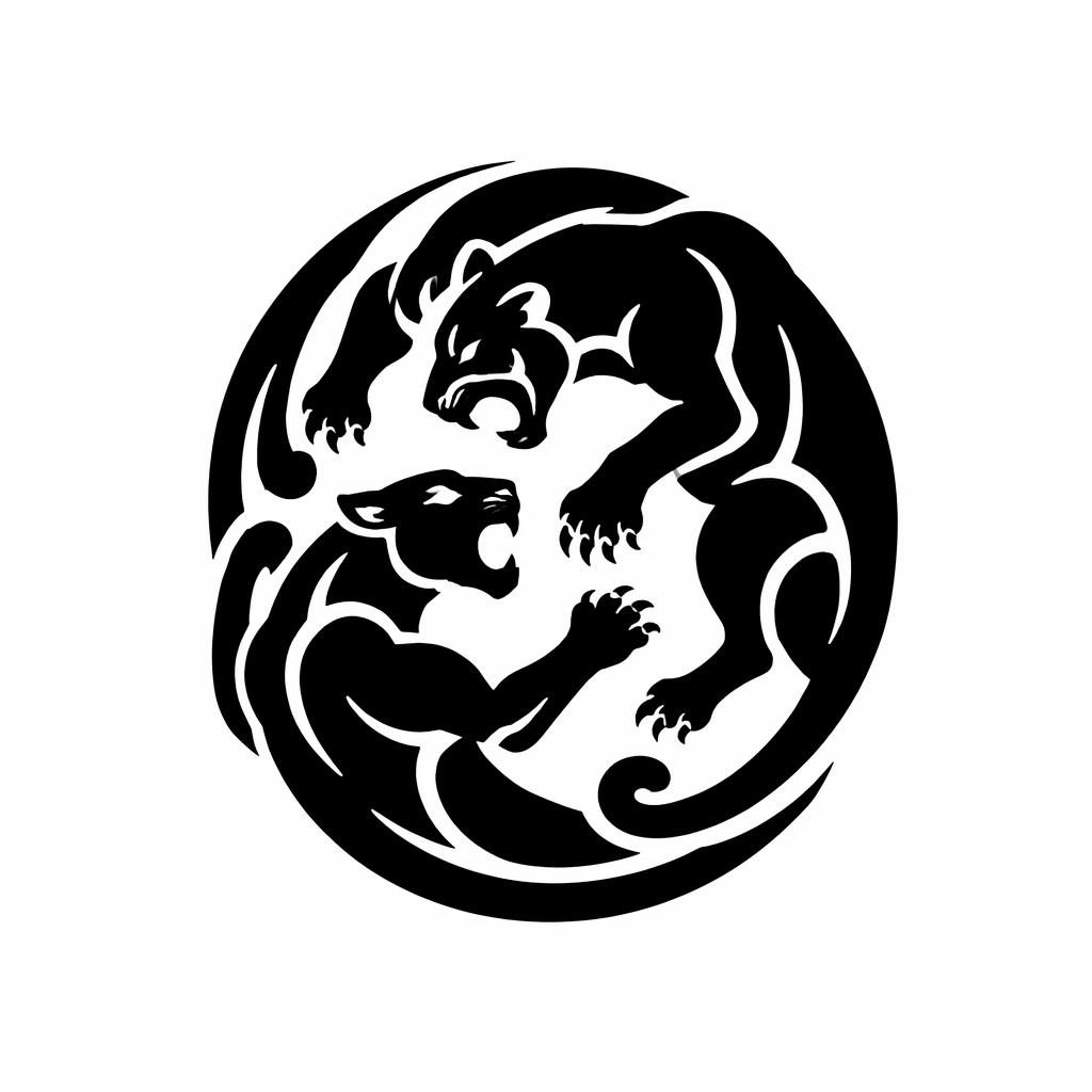 Blackwork solid panther tattoo design on white paper in tribal style, small calf flash illustration with sharp lines.