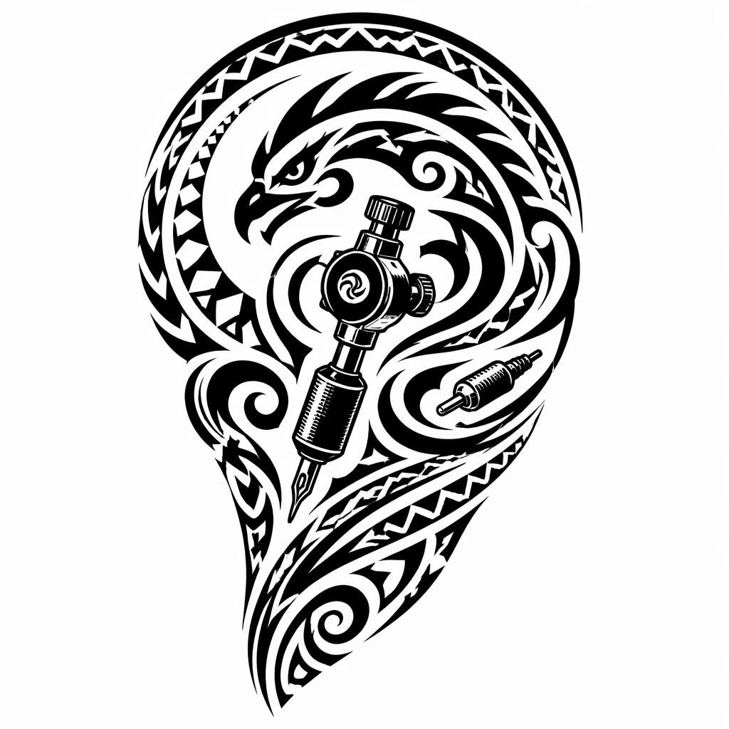 Black tribal Maori shoulder cap tattoo design on white paper, clean flash-sheet illustration with sharp lines and no shading.