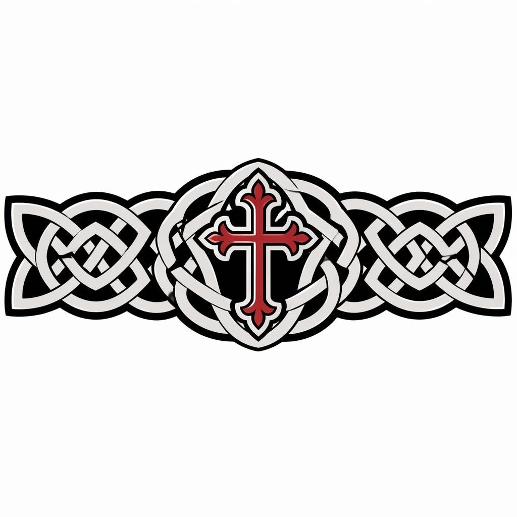 Tattoo-Design auf weißem Papier: keltisches Knotenmuster als Armband im Traditional-American-Flash-Stil.
