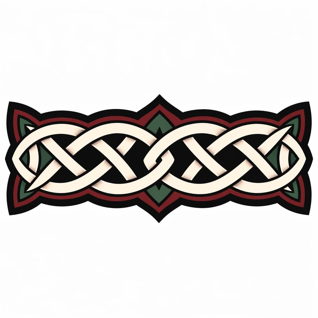 Traditional American style Celtic knot armband tattoo design on white paper, bold black lines, clean flash-sheet look.