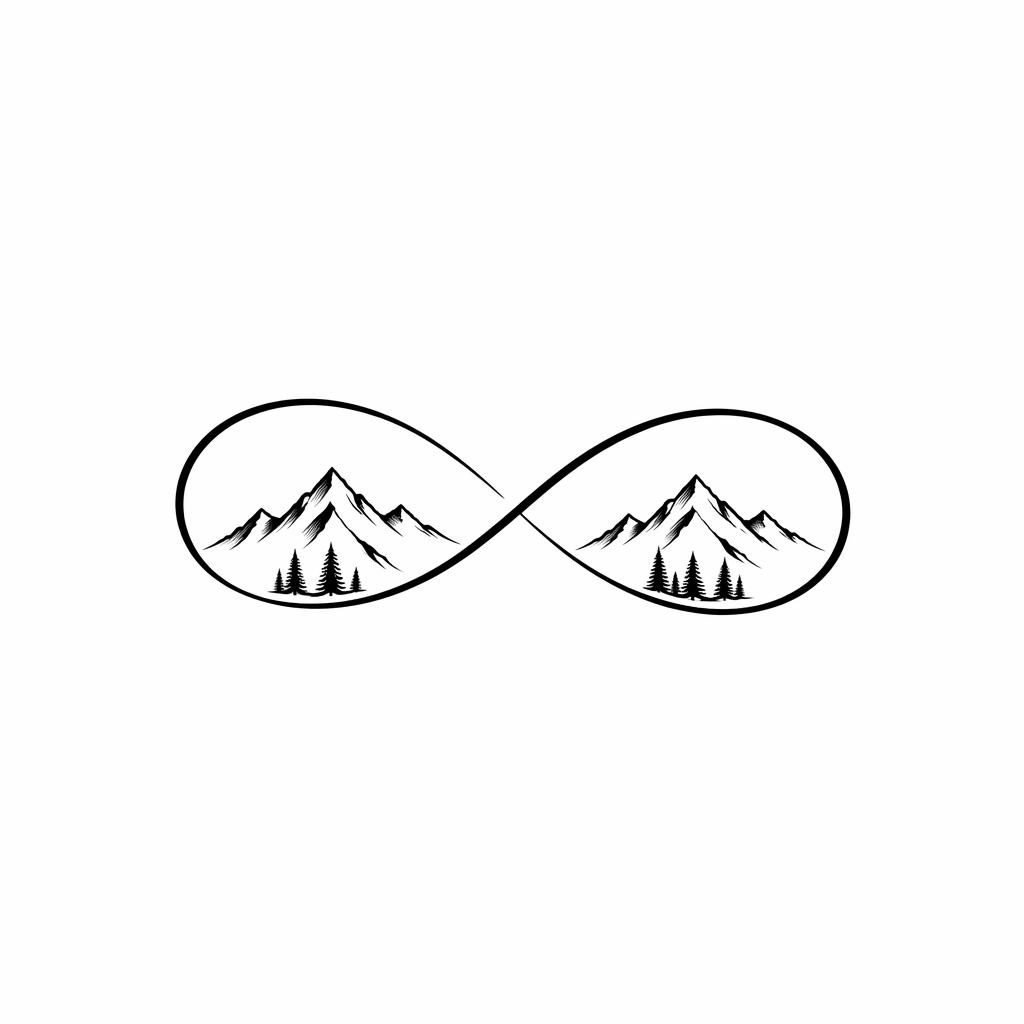 Diseño de tatuaje en papel blanco con símbolo de infinito para pareja, estilo lettering, líneas negras limpias.