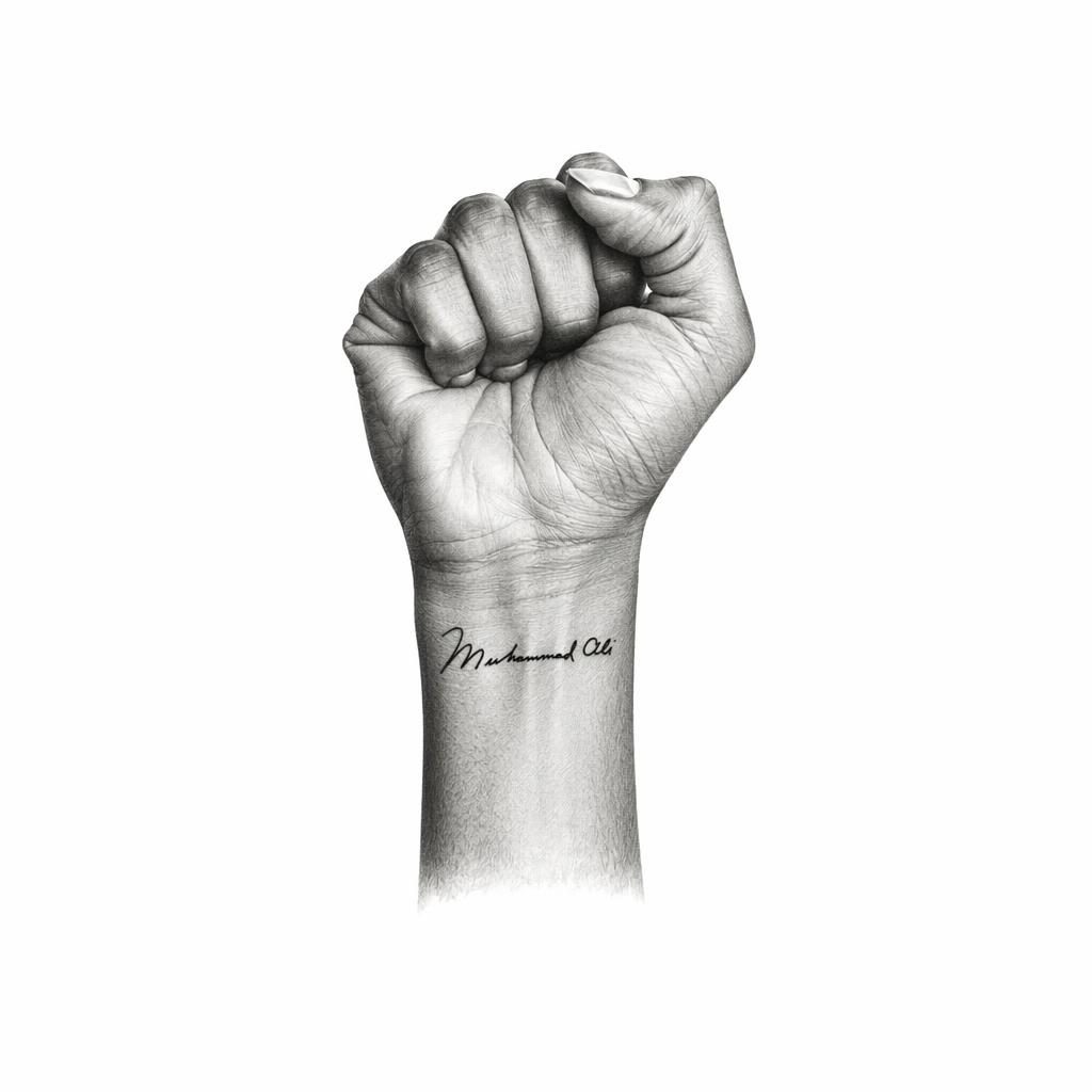 Tattoo flash concept of a tiny script signature wrist design on white paper with sharp black lines and clean contrast.