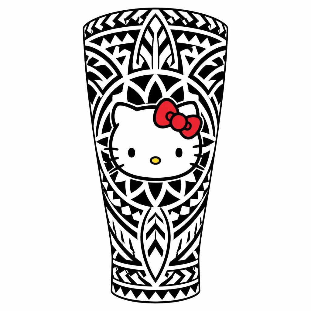 Traditional American tattoo flash concept of a Samoan calf wrap on white paper with bold black lines and clean contrast.