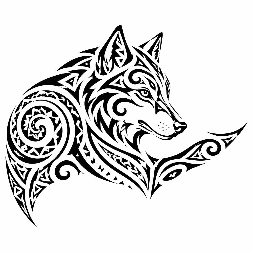 Tribal Tattoo-Design auf weißem Papier, Maori Shoulder-Cap mit klaren schwarzen Linien als Brustmotiv