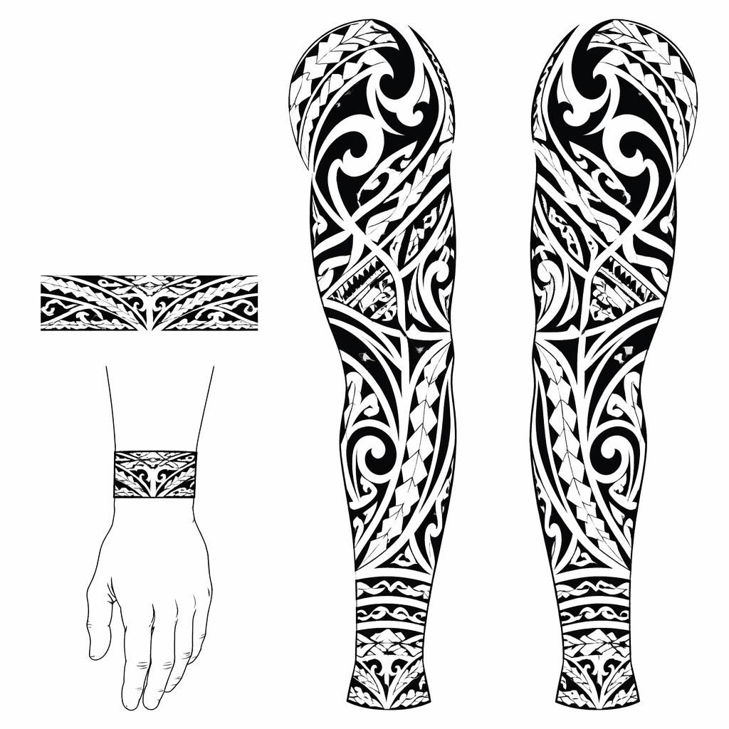 Diseño de tatuaje tribal en papel blanco, tipo brazalete maorí, líneas negras definidas y estilo flash limpio.