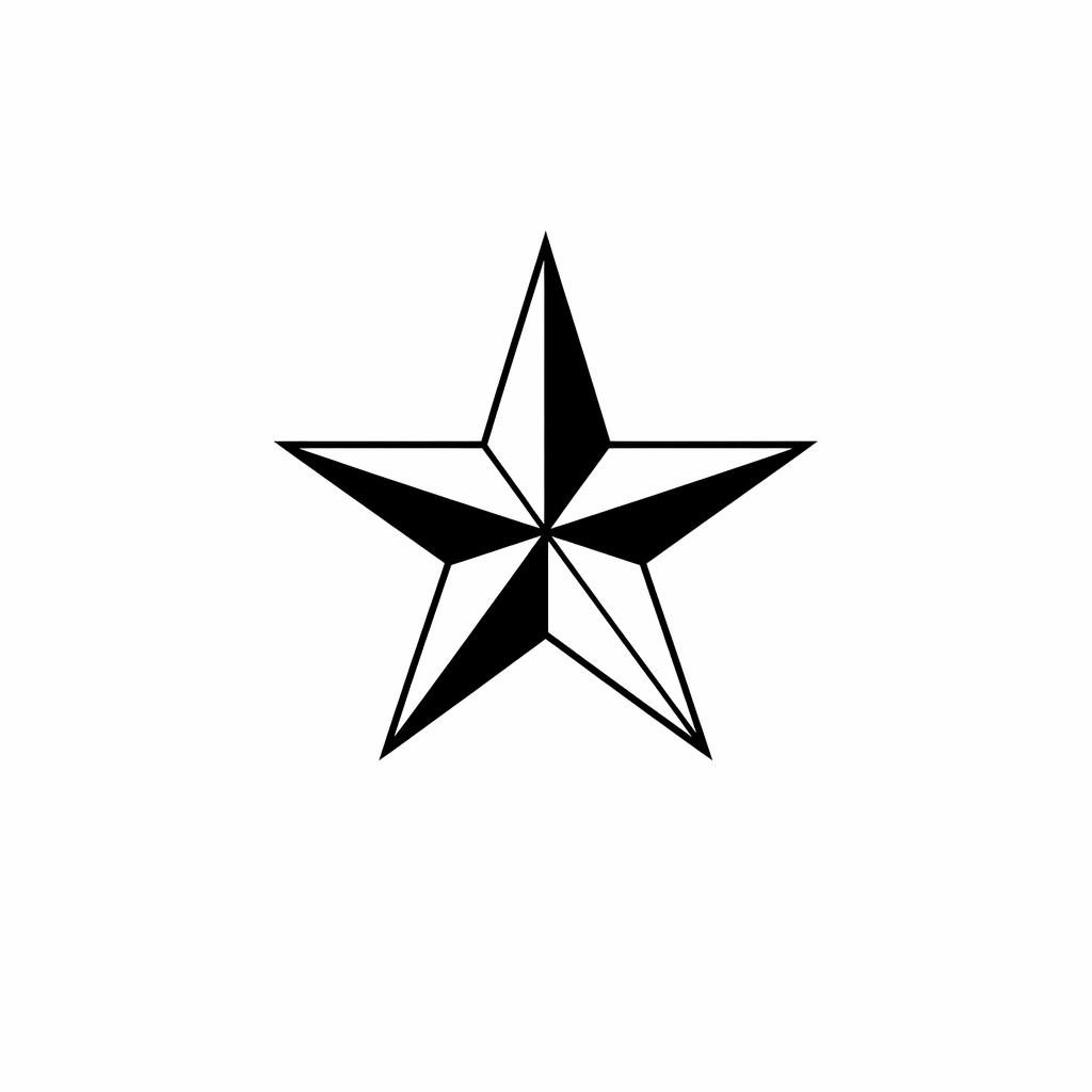 Clean black line art tattoo design of a small star for the ankle on plain white paper background.