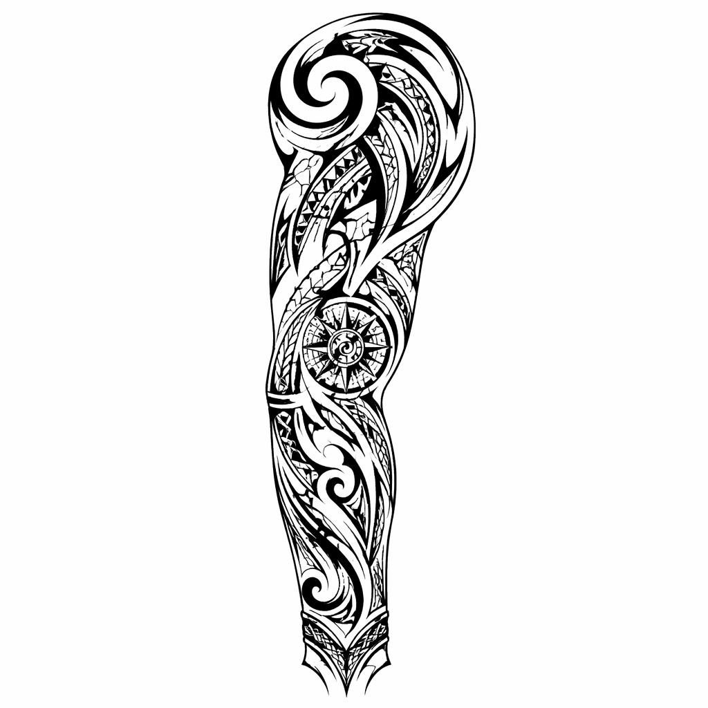 Tribal Tattoo-Design auf weißem Papier, script signature wrist als klare Flash-Sheet-Zeichnung mit scharfen Linien.
