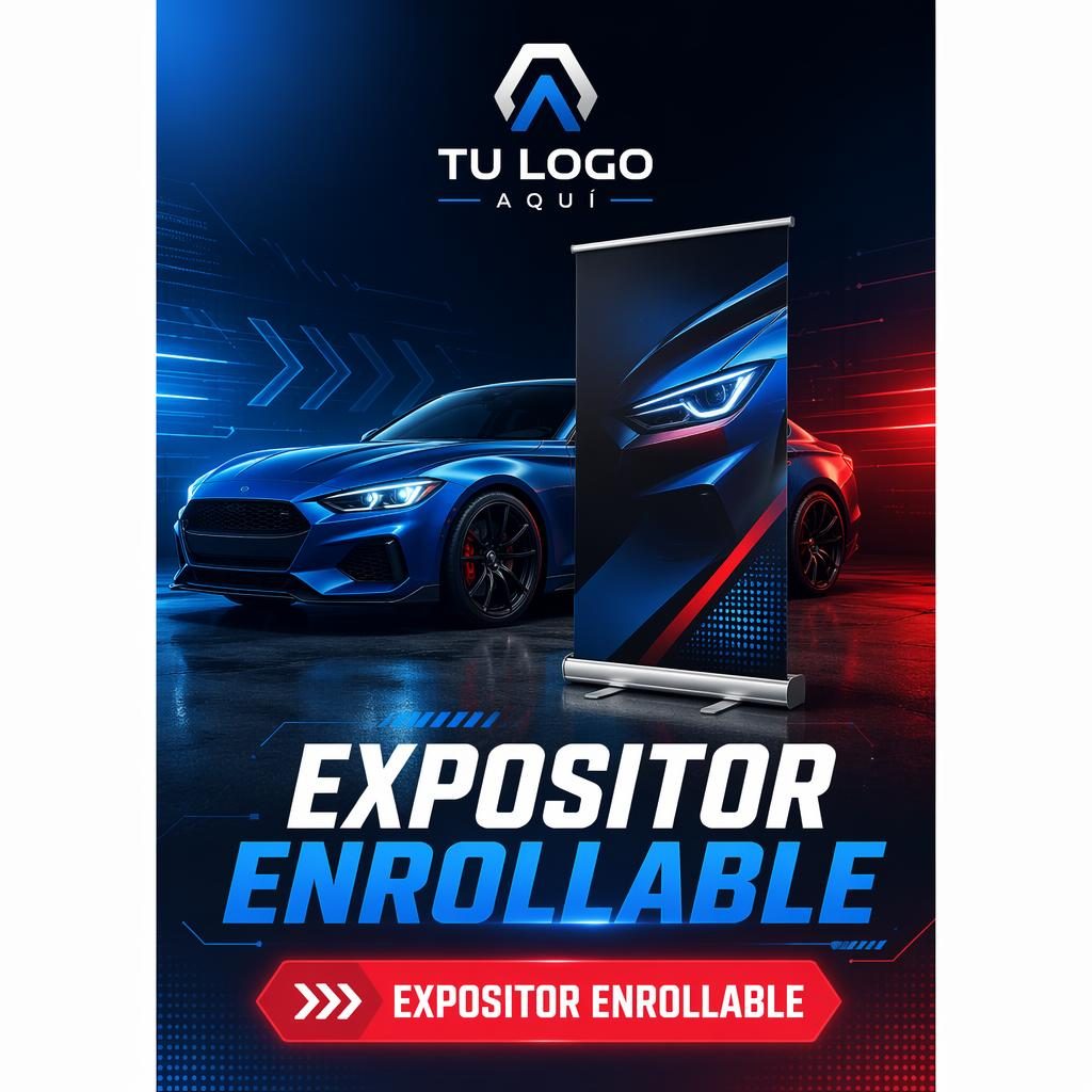 Banner vertical tipo table runner para automoción, con logo de marcador arriba, visual central y CTA abajo.