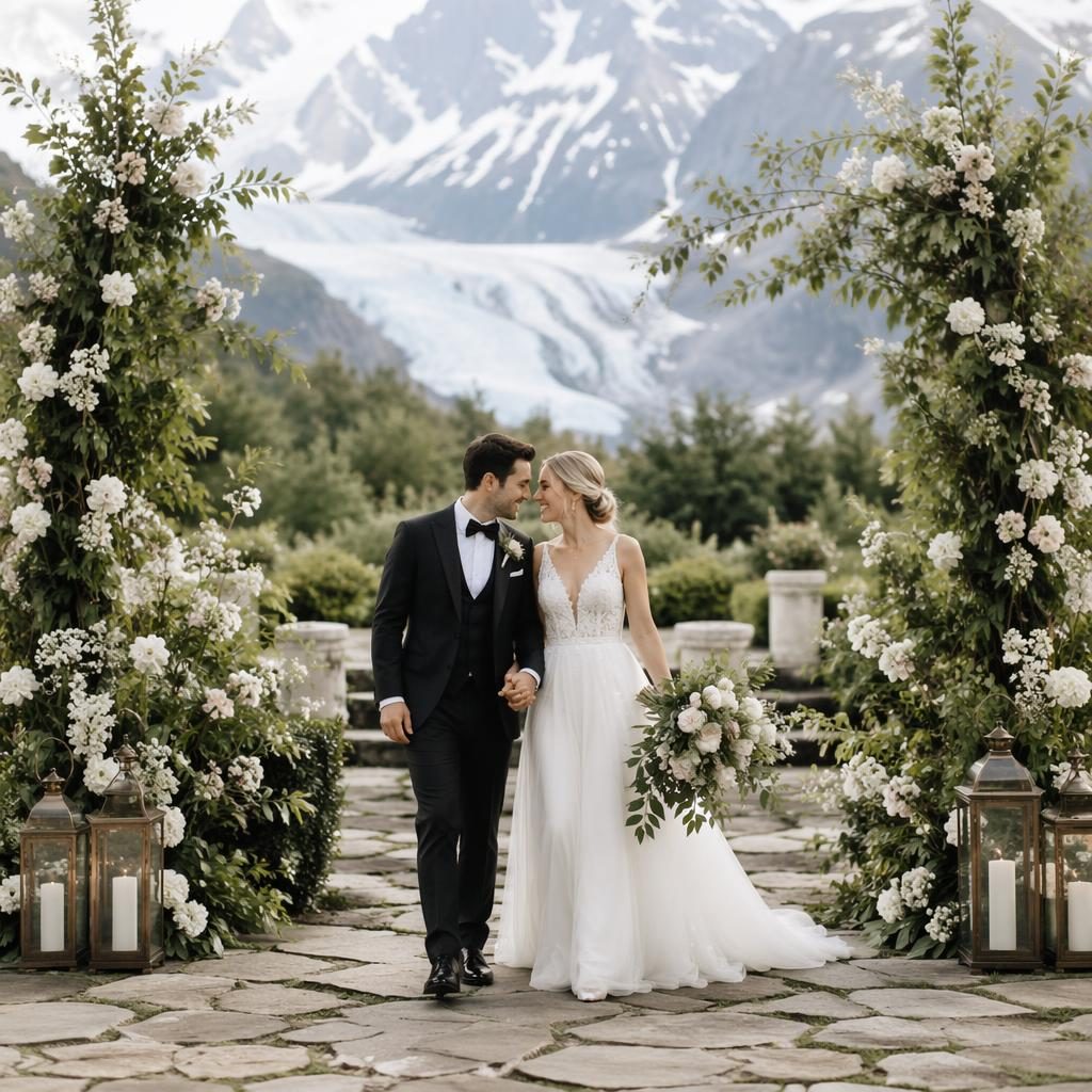 Reception entrance at a spring botanical garden wedding with sage and white decor, natural light, and a timeless style.