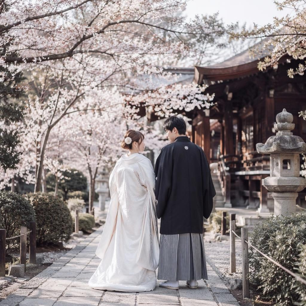 Entrée de réception de mariage dans un loft industriel lumineux, tons glacés d’hiver, lumière naturelle et décor inspiré Kyoto