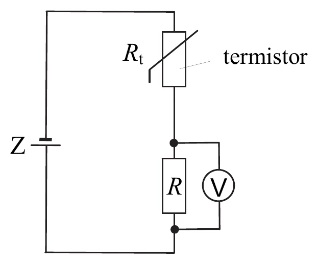 schemat obwodu elektrycznego z termistorem
