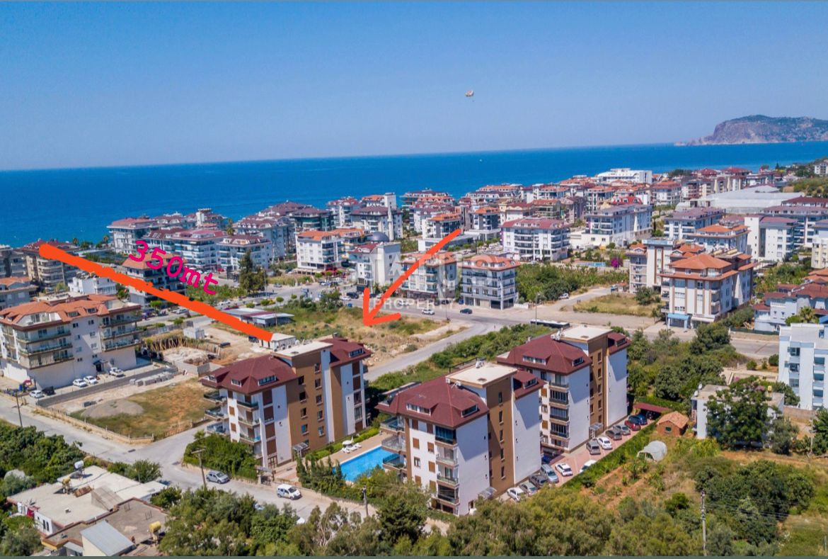 Three-room furnished apartment 400m from the sea in Kestel, 90m2 фото 2