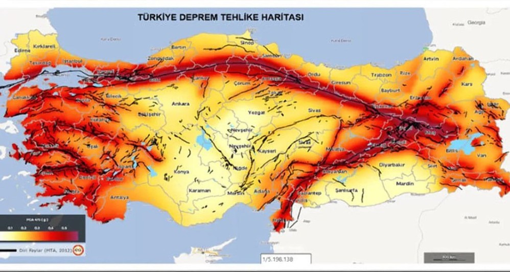 Карта сейсмических зон Турции