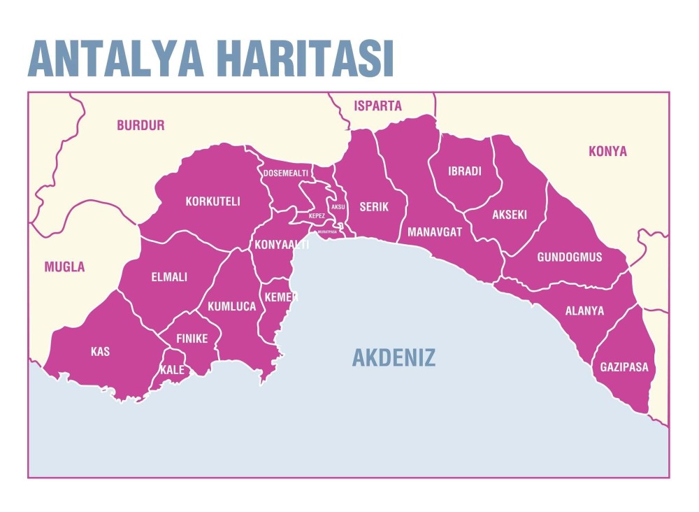 районы Анталии на карте