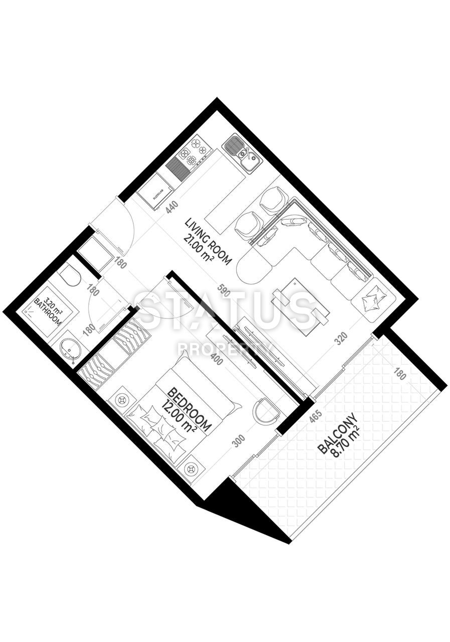 Двухкомнатные апартаменты комфорт-класса в шикарном комплексе, 55 м2 фото 2