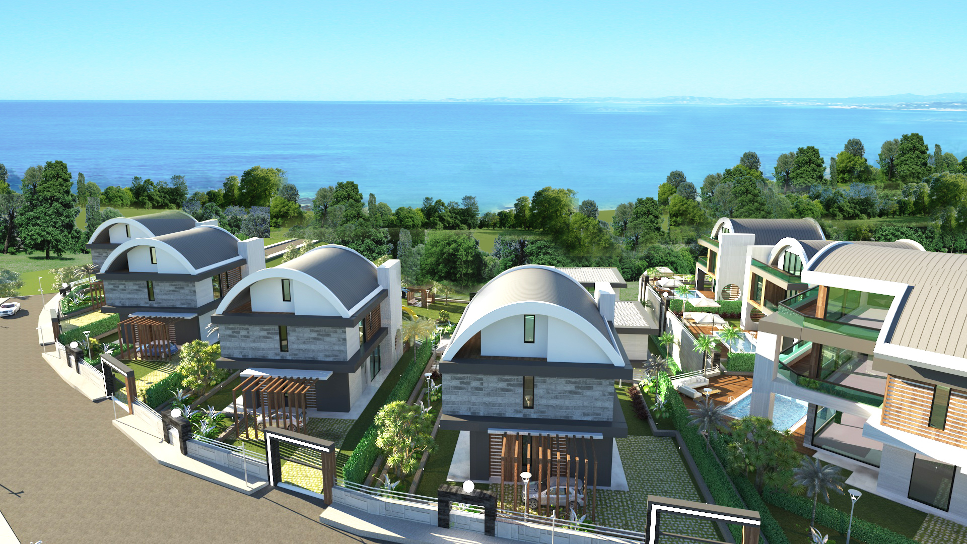 New project of villas under construction in the picturesque area of Kargicak, 190-450 m2 фото 1